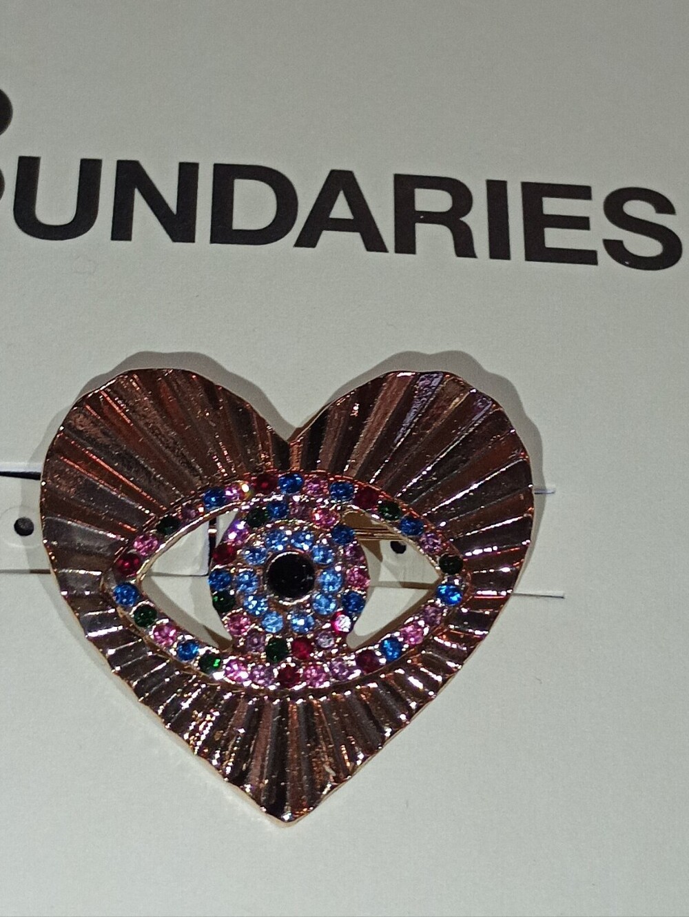 No Boundaries Heart Eye Brooch with Multicolor Rhinestones